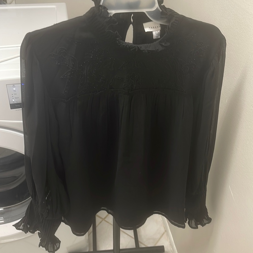 Top Shop black blouse with beaded detail